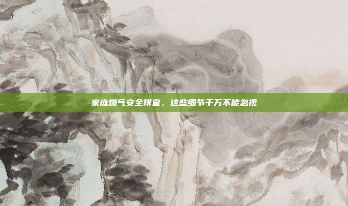 家庭燃气安全排查,这些细节千万不能忽视