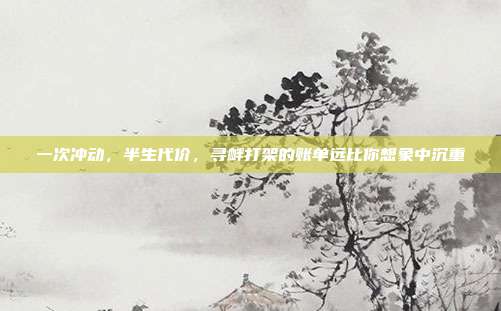 一次冲动,半生代价,寻衅打架的账单远比你想象中沉重