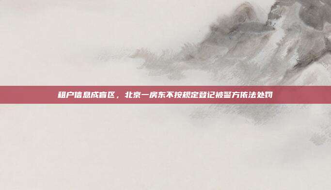 租户信息成盲区，北京一房东不按规定登记被警方依法处罚