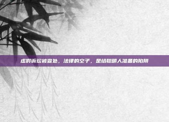 虚假诉讼被查处,法律的空子,是给聪明人准备的陷阱