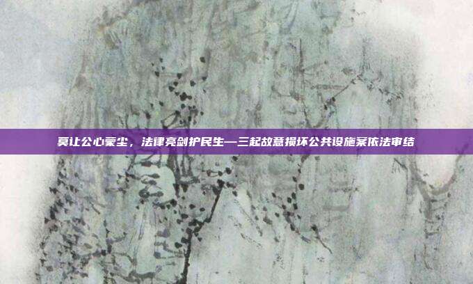 莫让公心蒙尘，法律亮剑护民生—三起故意损坏公共设施案依法审结