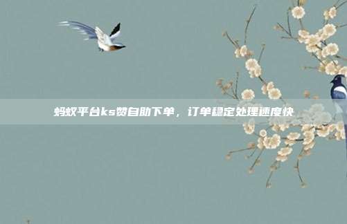 蚂蚁平台ks赞自助下单,订单稳定处理速度快