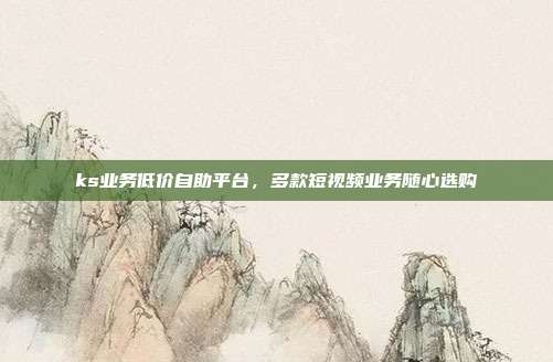 ks业务低价自助平台,多款短视频业务随心选购
