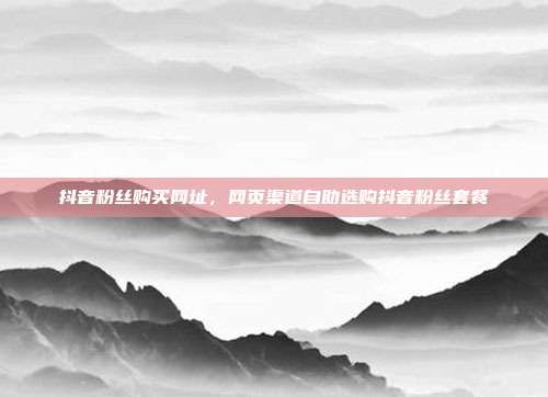 抖音粉丝购买网址,网页渠道自助选购抖音粉丝套餐