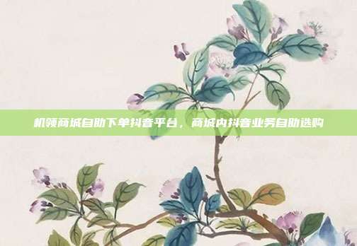 机领商城自助下单抖音平台，商城内抖音业务自助选购