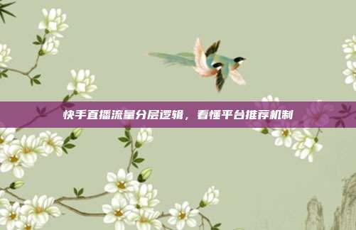 快手直播流量分层逻辑,看懂平台推荐机制
