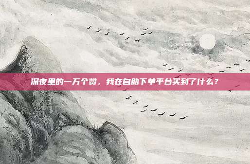 深夜里的一万个赞，我在自助下单平台买到了什么？
