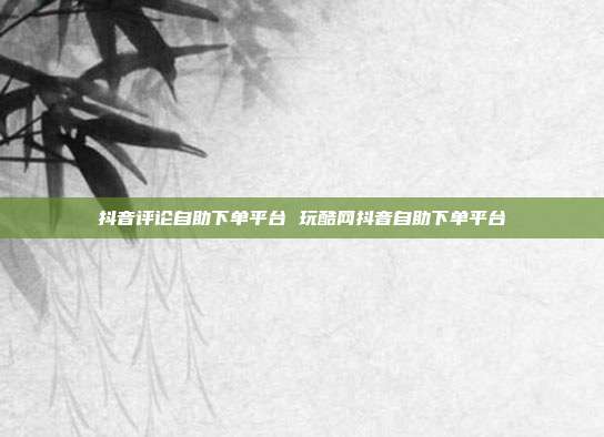 抖音评论自助下单平台 玩酷网抖音自助下单平台
