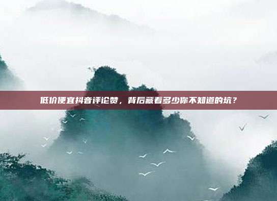 低价便宜抖音评论赞，背后藏着多少你不知道的坑？