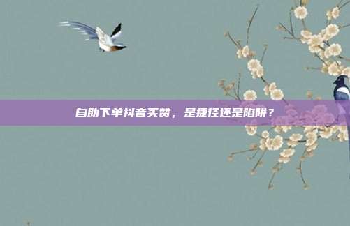 自助下单抖音买赞,是捷径还是陷阱?