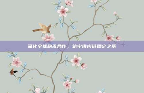 深化全球粮食合作,筑牢供应链稳定之基