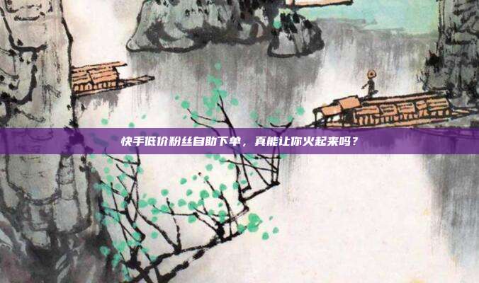 快手低价粉丝自助下单，真能让你火起来吗？