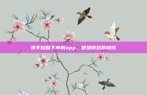 快手自助下单的app，便捷背后的隐忧