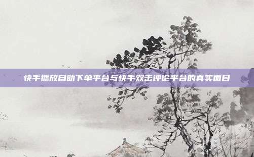 快手播放自助下单平台与快手双击评论平台的真实面目