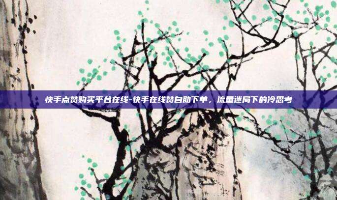 快手点赞购买平台在线-快手在线赞自助下单，流量迷局下的冷思考