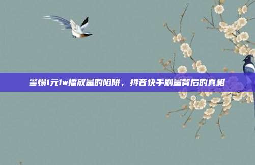 警惕1元1w播放量的陷阱,抖音快手刷量背后的真相