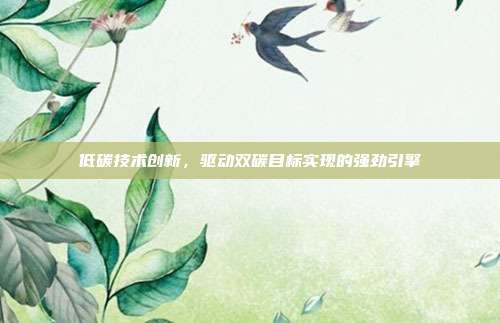 低碳技术创新,驱动双碳目标实现的强劲引擎