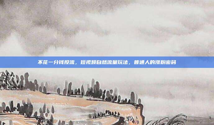 不花一分钱投流，短视频自然流量玩法，普通人的涨粉密码