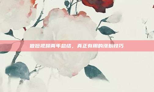做短视频两年总结，真正有用的涨粉技巧