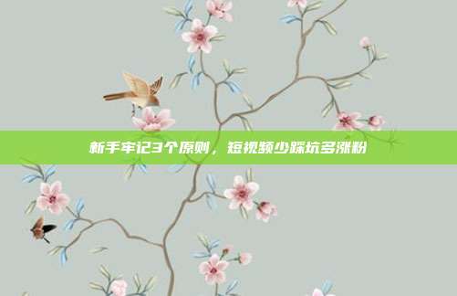 新手牢记3个原则，短视频少踩坑多涨粉
