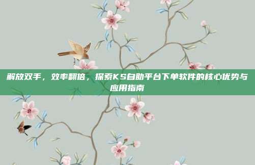 解放双手,效率翻倍,探索KS自助平台下单软件的核心优势与应用指南