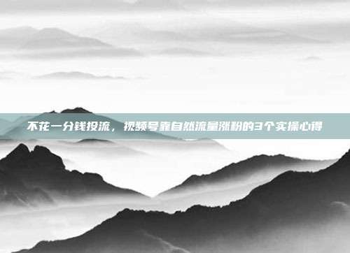 不花一分钱投流，视频号靠自然流量涨粉的3个实操心得