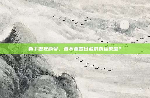 新手做视频号，要不要盲目追求粉丝数量？