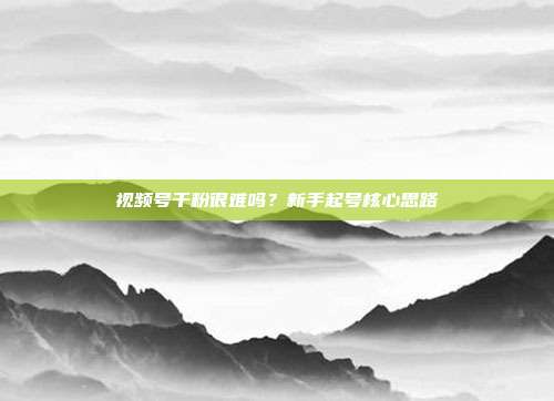 视频号千粉很难吗?新手起号核心思路
