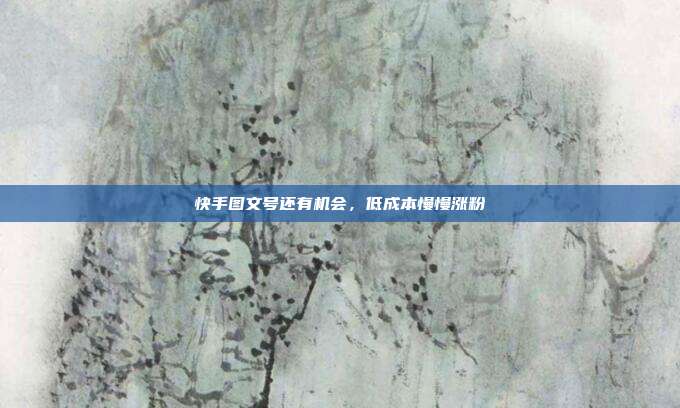 快手图文号还有机会,低成本慢慢涨粉