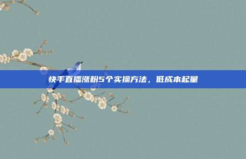 快手直播涨粉5个实操方法,低成本起量