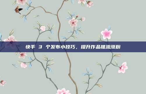 快手 3 个发布小技巧,提升作品推流涨粉