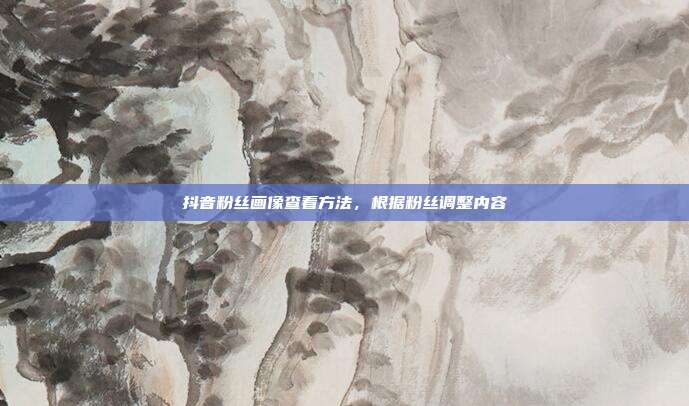 抖音粉丝画像查看方法，根据粉丝调整内容