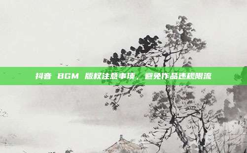 抖音 BGM 版权注意事项，避免作品违规限流