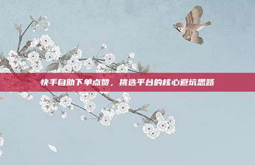 快手自助下单点赞，挑选平台的核心避坑思路