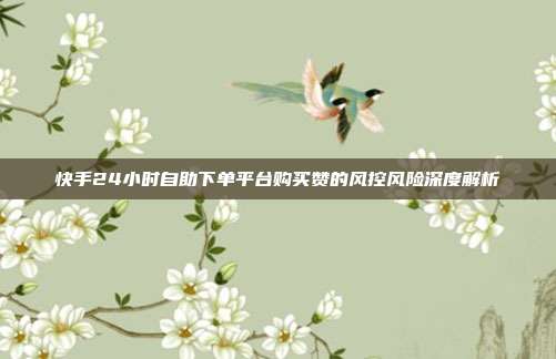 快手24小时自助下单平台购买赞的风控风险深度解析