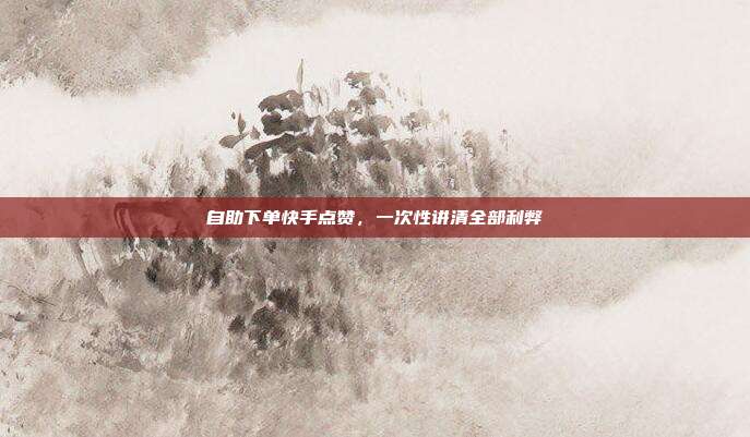 自助下单快手点赞，一次性讲清全部利弊