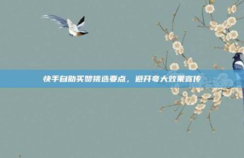快手自助买赞挑选要点,避开夸大效果宣传