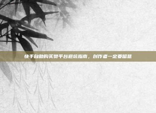 快手自助购买赞平台避坑指南,创作者一定要留意