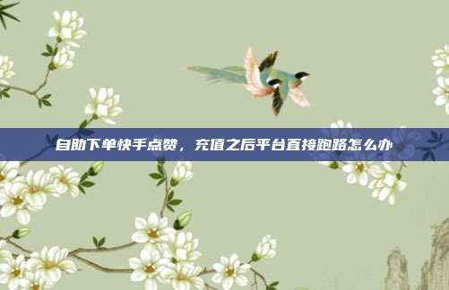 自助下单快手点赞,充值之后平台直接跑路怎么办