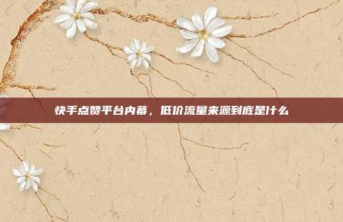 快手点赞平台内幕,低价流量来源到底是什么