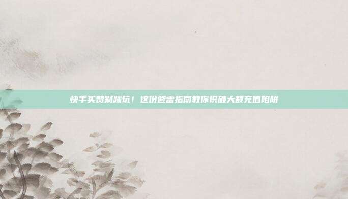 快手买赞别踩坑!这份避雷指南教你识破大额充值陷阱