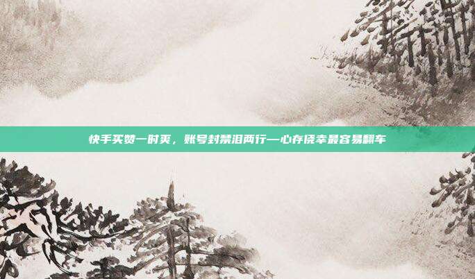 快手买赞一时爽,账号封禁泪两行—心存侥幸最容易翻车