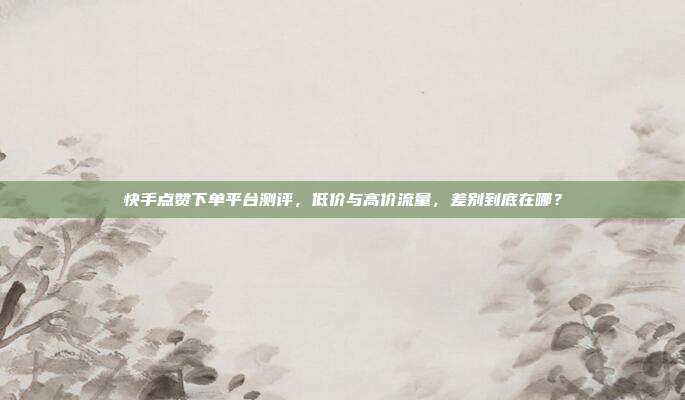 快手点赞下单平台测评,低价与高价流量,差别到底在哪?