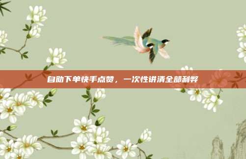 自助下单快手点赞,一次性讲清全部利弊