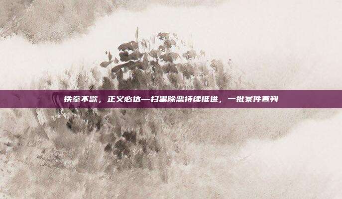 铁拳不歇,正义必达—扫黑除恶持续推进,一批案件宣判