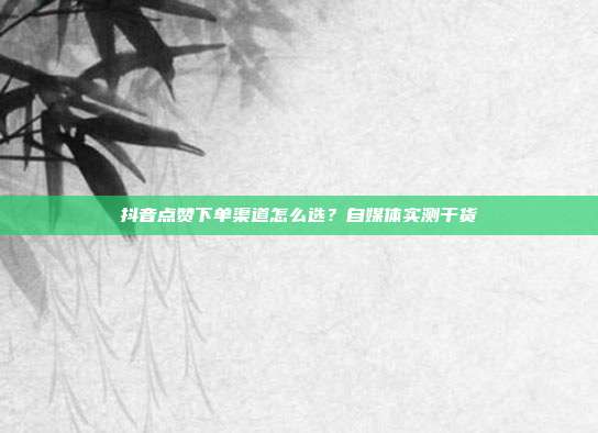 抖音点赞下单渠道怎么选？自媒体实测干货