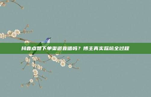 抖音点赞下单渠道靠谱吗？博主真实踩坑全过程