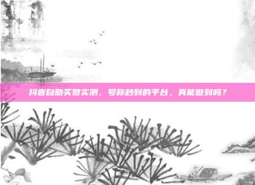 抖音自助买赞实测，号称秒到的平台，真能做到吗？