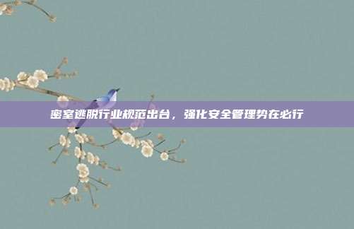 密室逃脱行业规范出台，强化安全管理势在必行