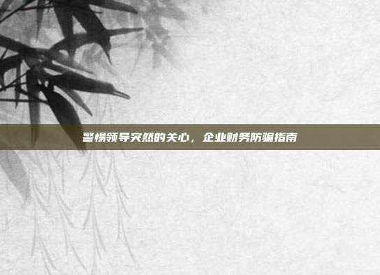 警惕领导突然的关心，企业财务防骗指南